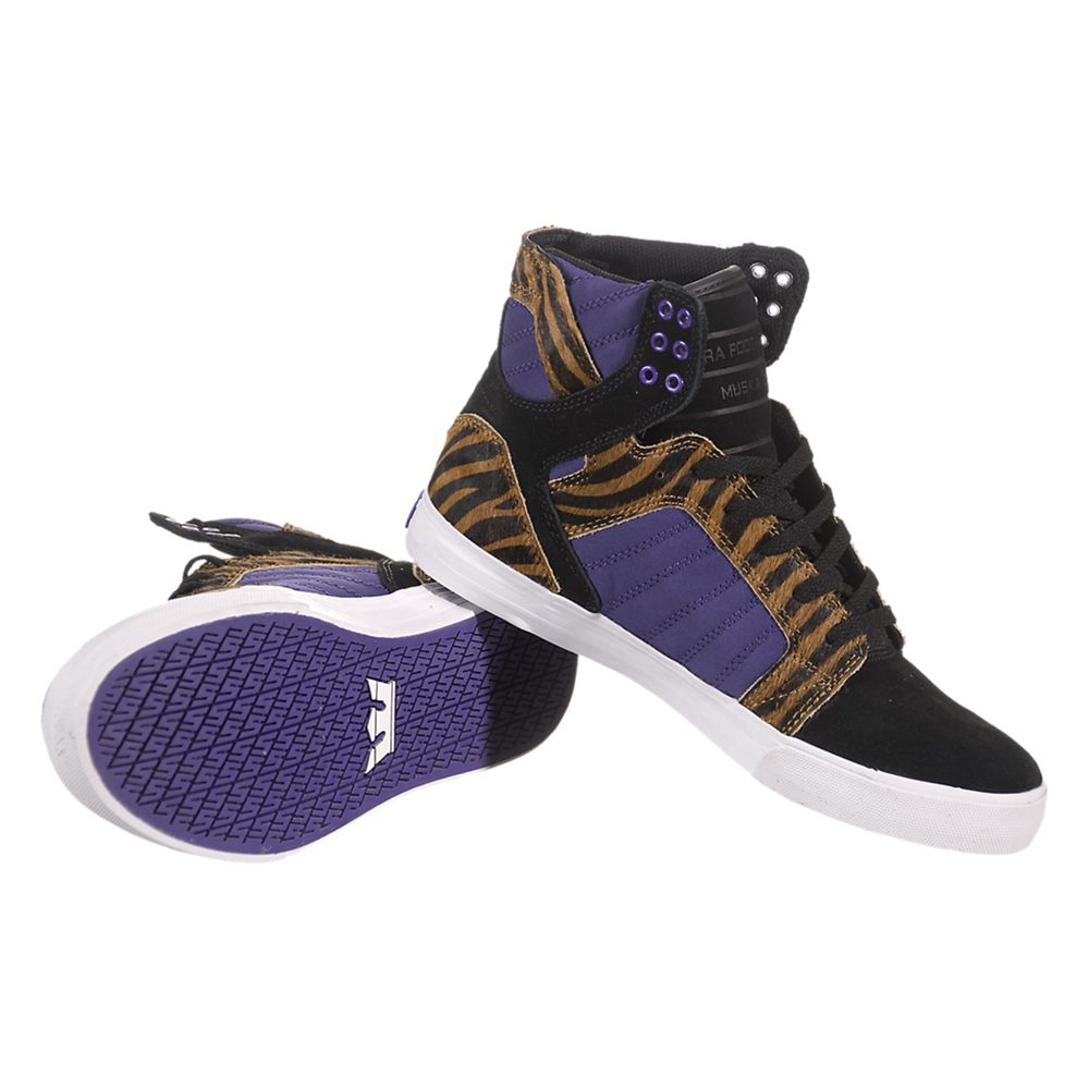 Baskets Montantes Supra SkyTop Multicolore Black/Purple/Tiger-White Homme | KFF-64368901